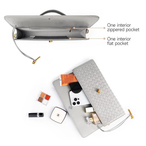 Woven Suede Crossbody Clutch for Evening - Picture 5 of 7